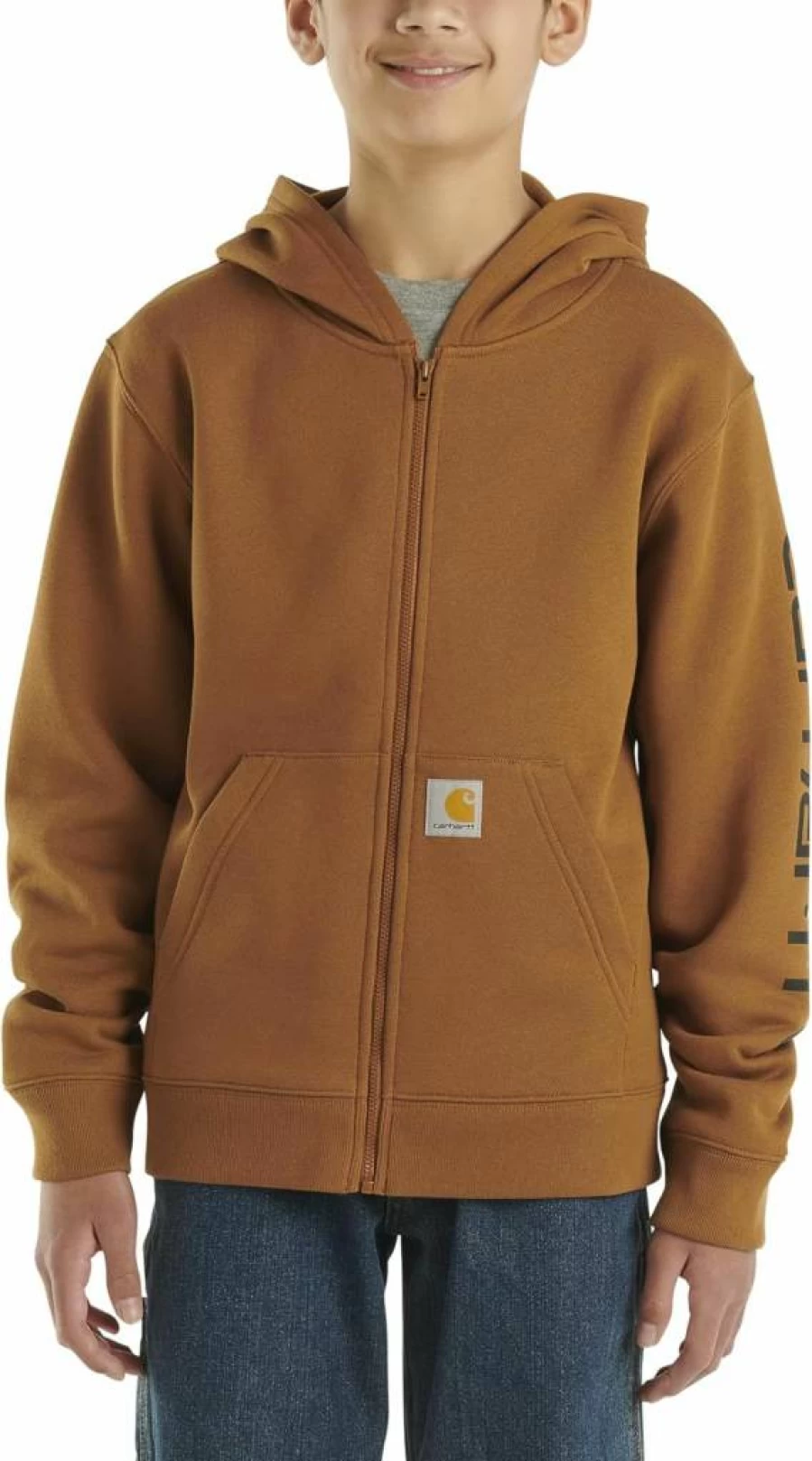 Carhartt Boys' Full-Zip Hoodie - Durable Long-Sleeve Fleece Sweatshirt with Hood for Kids