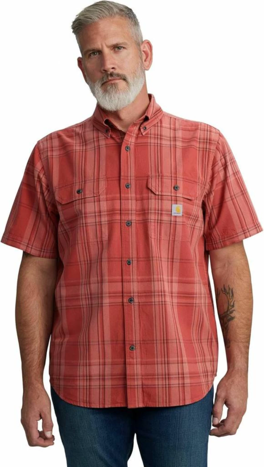 Carhartt Men's Loose Fit Short-Sleeve Plaid Shirt - Midweight Casual Work Shirt