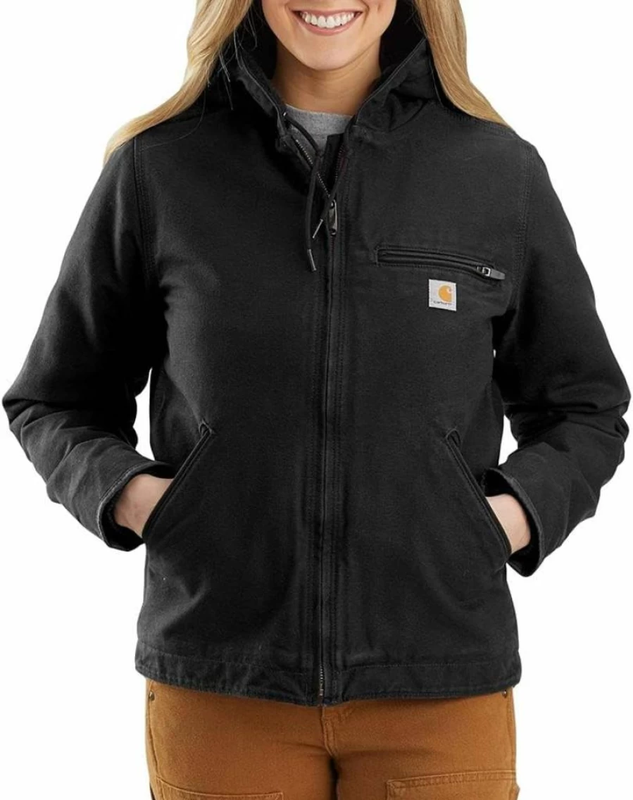Carhartt Women's Sherpa-Lined Loose Fit Washed Duck Jacket - Warm Winter Coat