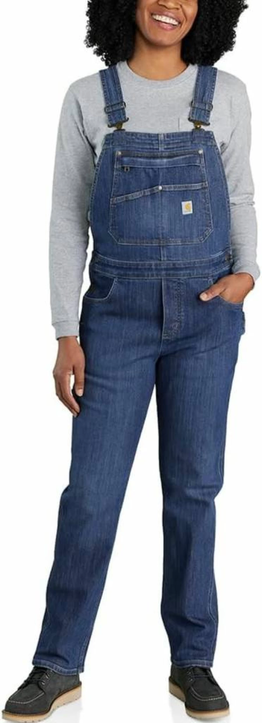 Carhartt Women's Rugged Flex Relaxed Fit Bib Overalls - Durable Denim Workwear for Women