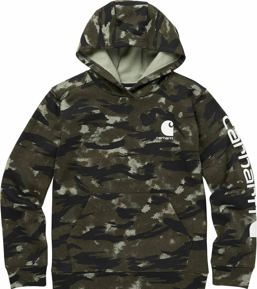 Carhartt Boys' Long Sleeve Hooded Sweatshirt - Durable Kids' Pullover with Hood for Outdoor Activities