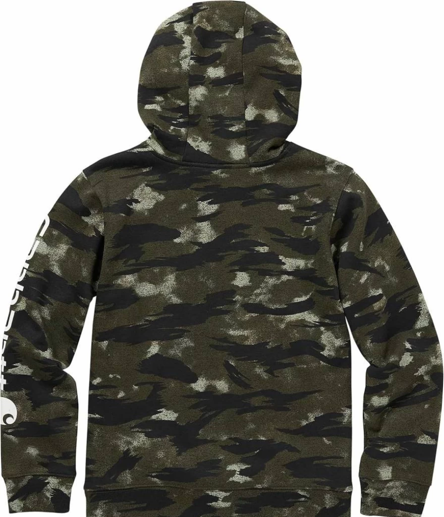 Carhartt Boys' Long Sleeve Hooded Sweatshirt - Durable Kids' Pullover with Hood for Outdoor Activities