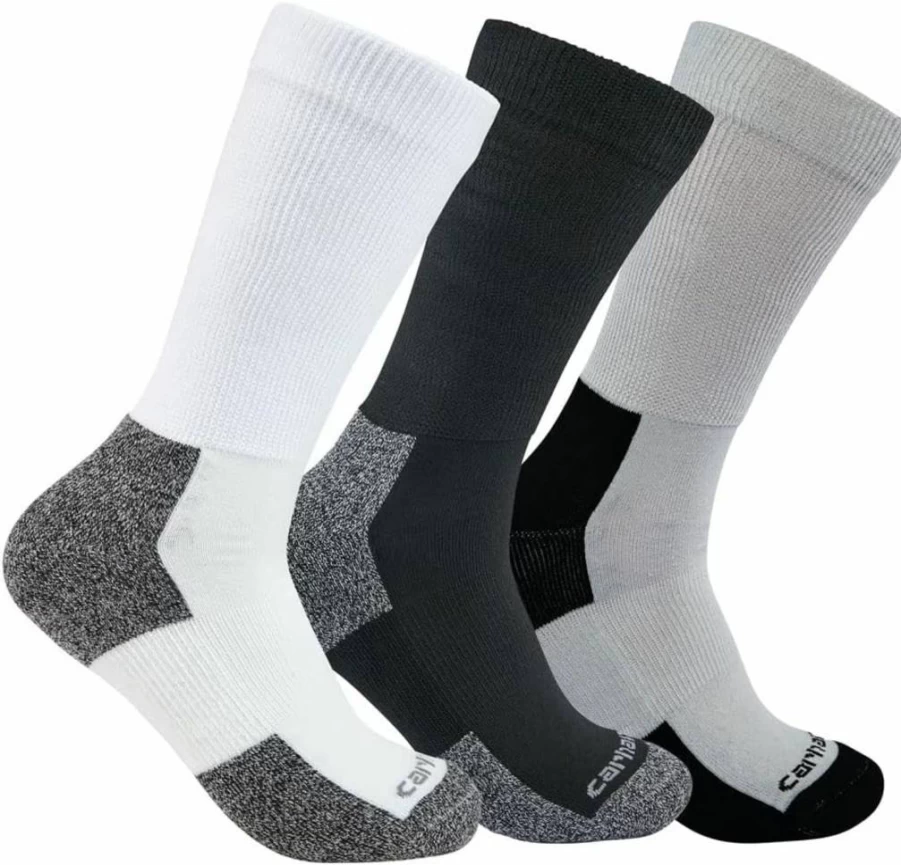 Carhartt Men's Lightweight Stretch Crew Socks 3-Pack - Durable Work Socks for Comfort & Support