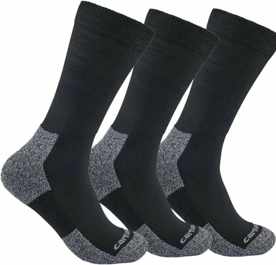 Carhartt Men's Lightweight Stretch Crew Socks 3-Pack - Durable Work Socks for Comfort & Support