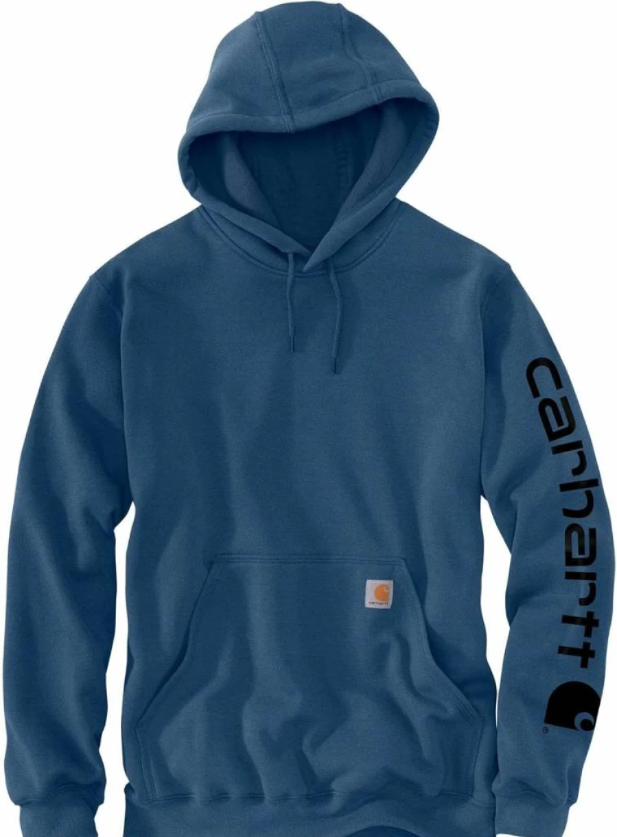 Carhartt Men's Midweight Hooded Sweatshirt with Signature Sleeve Logo - Durable Pullover Fleece Jacket for Work & Casual Wear