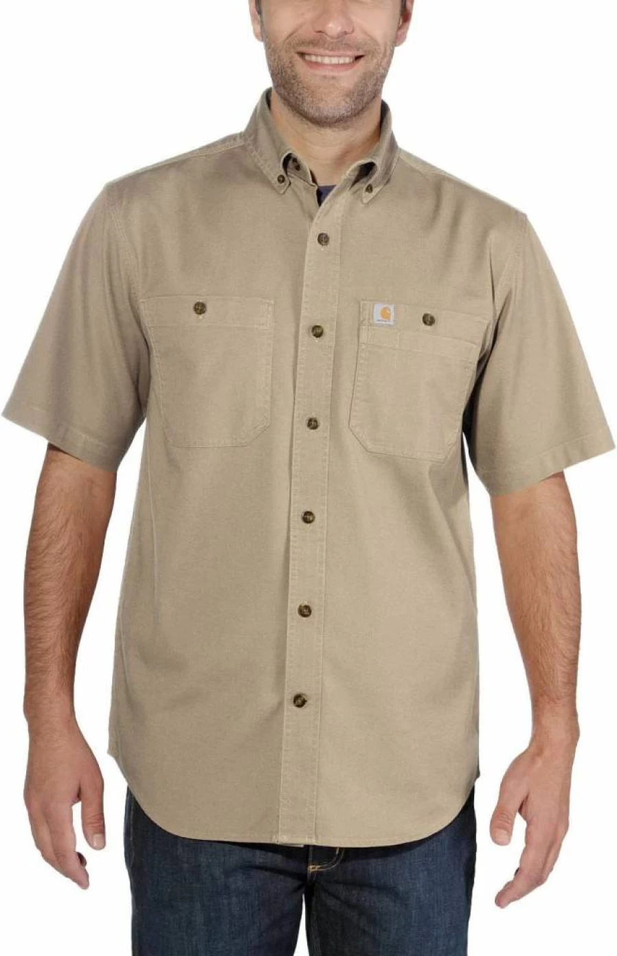 Carhartt Men's Rugged Flex Relaxed Fit Short Sleeve Canvas Work Shirt - Durable Midweight Casual Wear