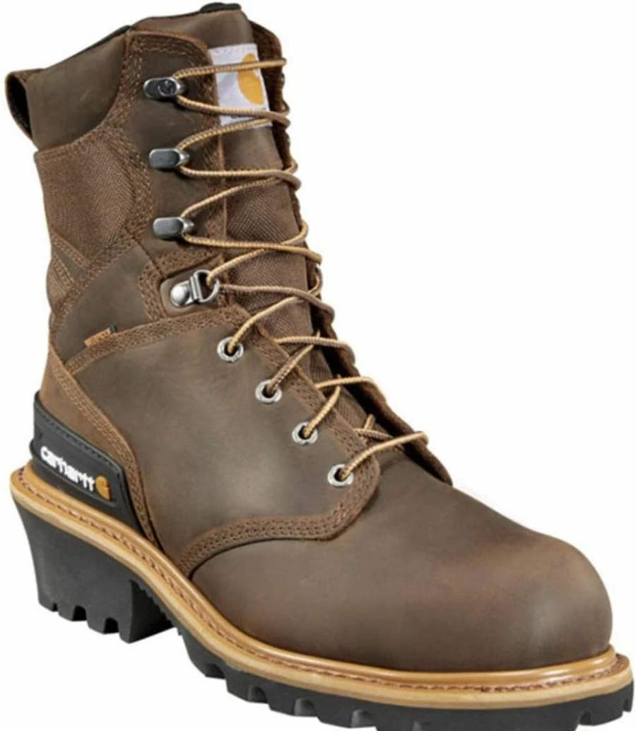Carhartt Men's 8-Inch Waterproof Insulated Steel Toe Leather Work Boots for Logging & Outdoor Safety