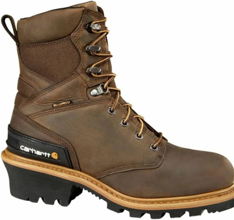 Carhartt Men's 8-Inch Waterproof Insulated Steel Toe Leather Work Boots for Logging & Outdoor Safety