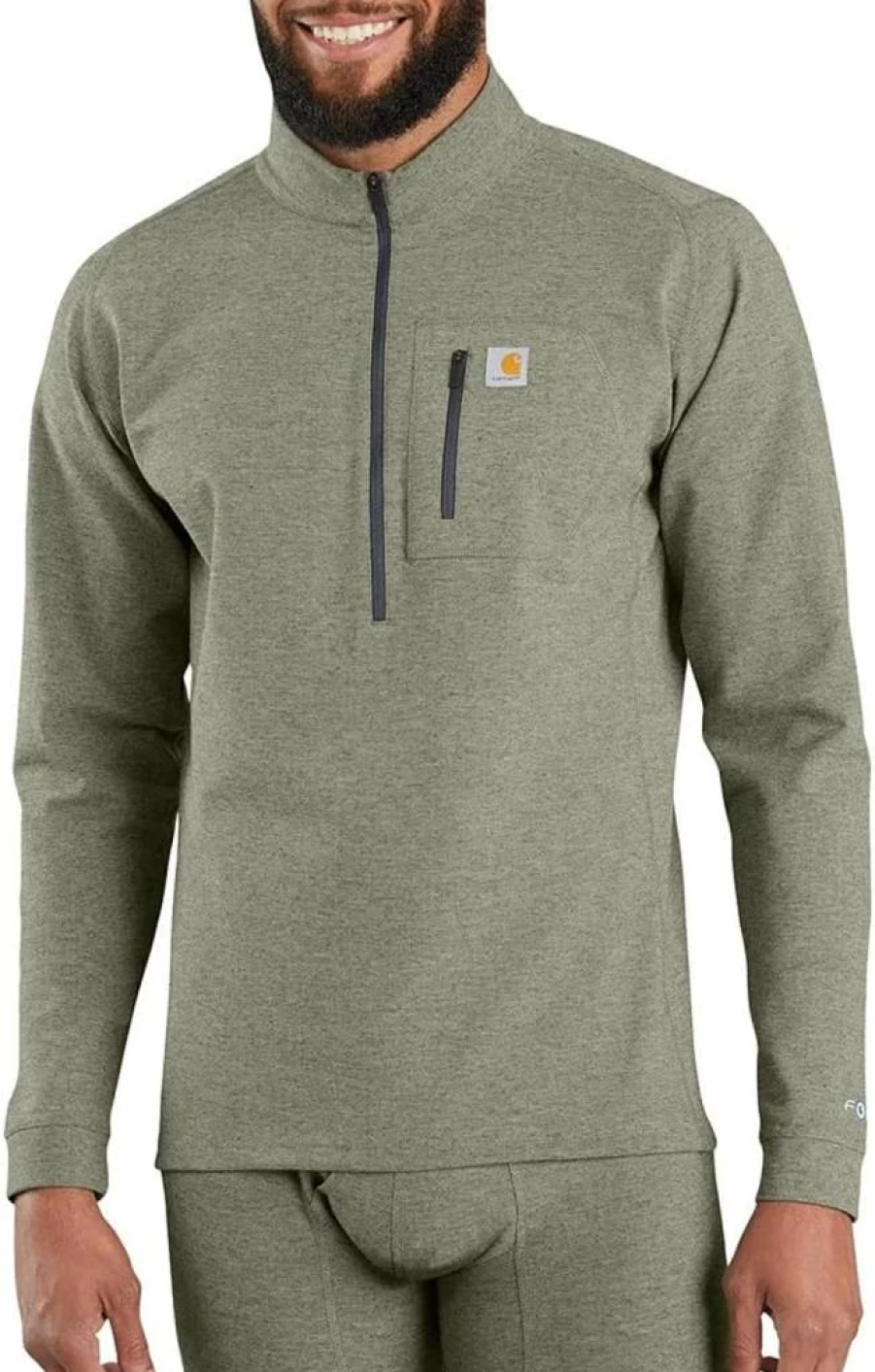 Carhartt Men's Midweight Base Layer Quarter-Zip Shirt - Mbl105 Tech Performance Thermal Top