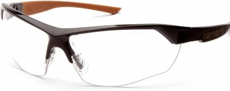 Carhartt CHB1110DT Braswell Safety Glasses with Anti-Fog Clear Lens, Black Frame for Eye Protection
