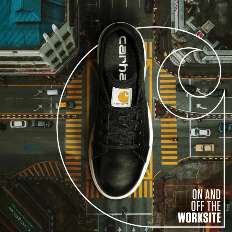 Carhartt Men's Detroit Leather Sneakers - Wide Toe Box, Cushioned Footbed, Slip-Resistant Outsole for Comfort & Durability
