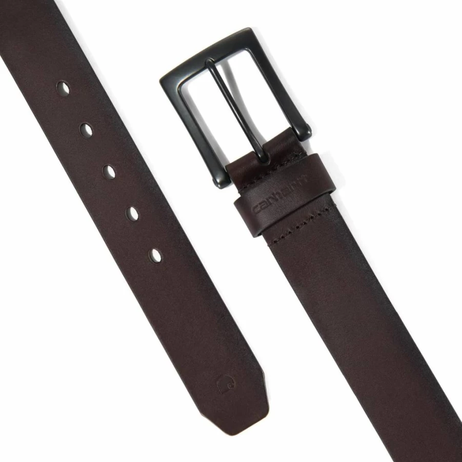 Carhartt Men's Rugged Burnished Leather Box Belt - Durable Work Belt for Men