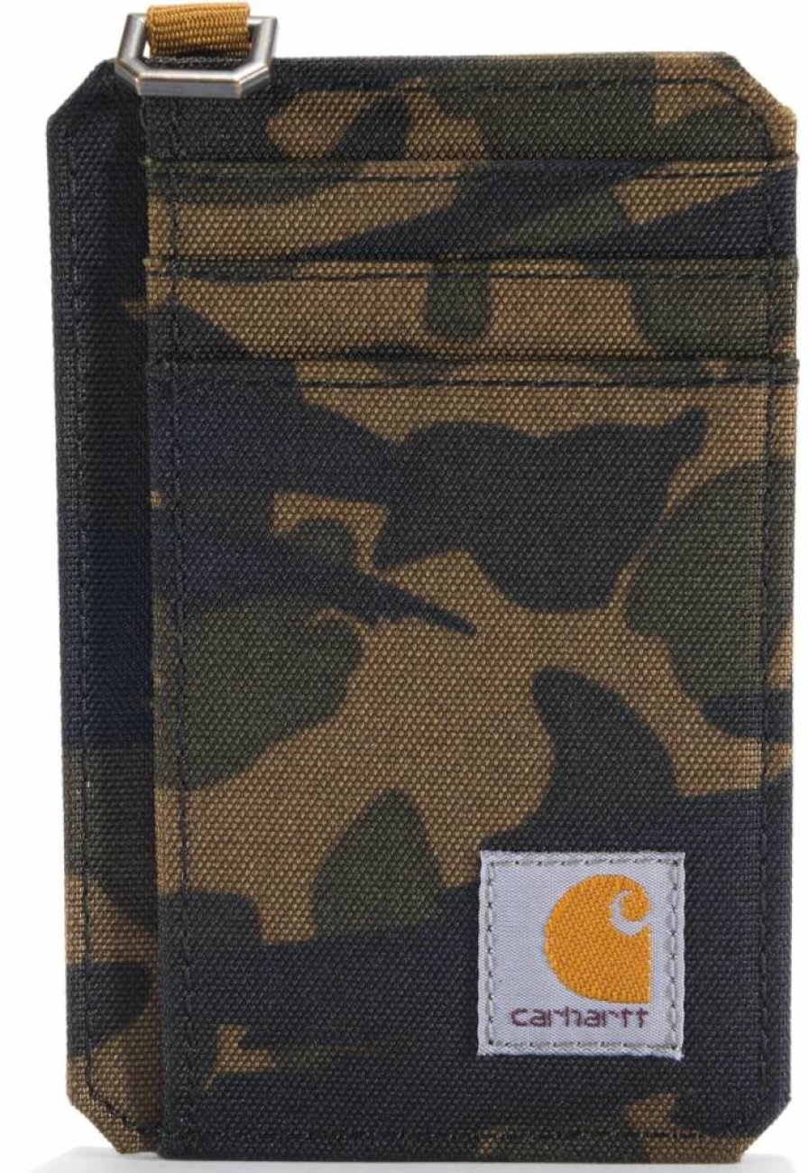 Carhartt Men's Black Nylon Duck Front Pocket Wallet - Durable Slim Bifold Money Holder