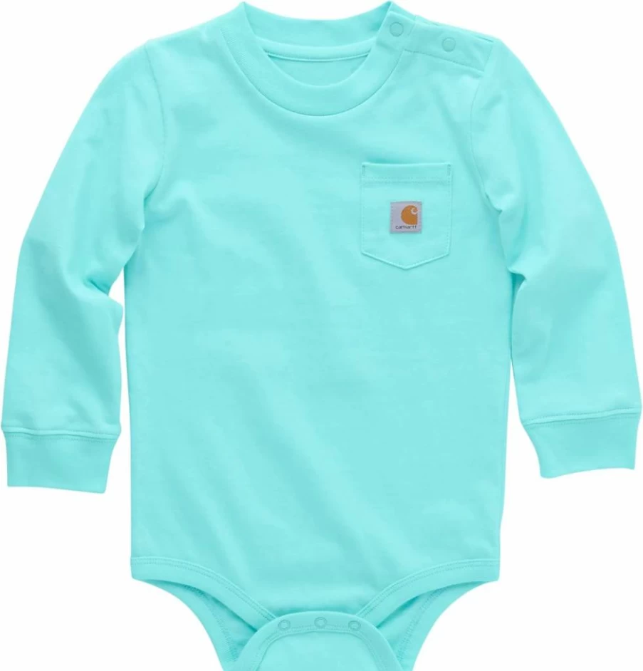 Carhartt Unisex Baby Bodysuit with Long Sleeves and Front Pocket