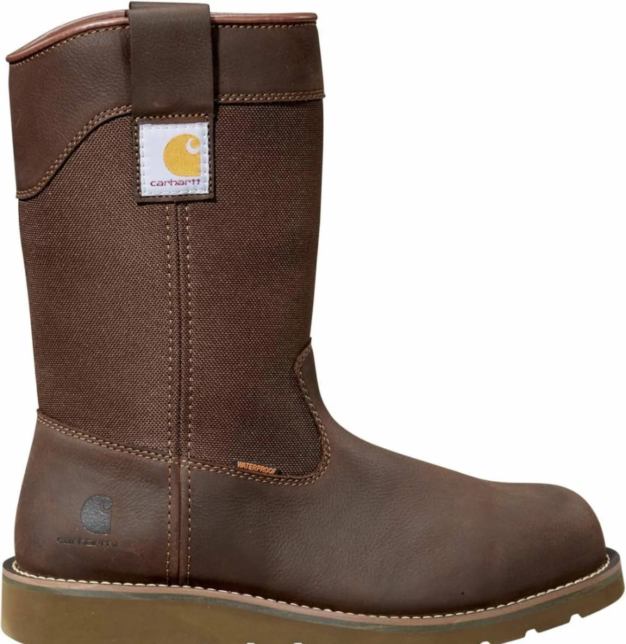 Carhartt Men's 10-Inch Waterproof Steel Toe Work Boots - Wellington Wedge Construction for Durability & Safety