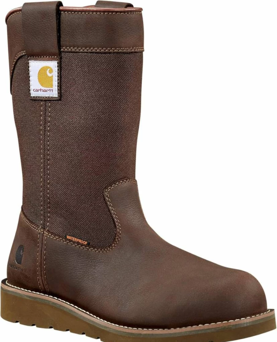 Carhartt Men's 10-Inch Waterproof Steel Toe Work Boots - Wellington Wedge Construction for Durability & Safety