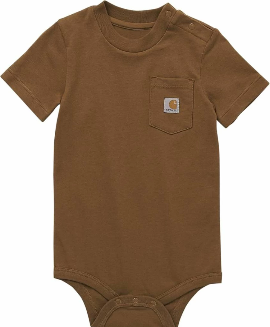 Carhartt Unisex Kids' Short-Sleeve Pocket Bodysuit - Durable Ca5009 Baby Romper for Active Toddlers