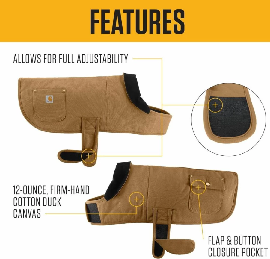 Carhartt Denim Insulated Dog Chore Coat for Small Dogs - Durable Canal Blue Workwear Jacket