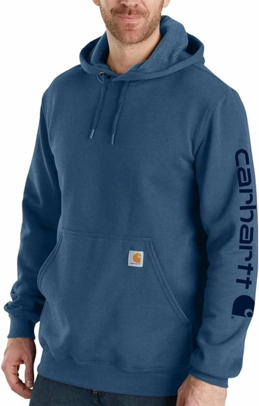 Carhartt Men's Midweight Hooded Sweatshirt with Signature Sleeve Logo - Durable Cotton Blend Pullover for Work & Casual Wear