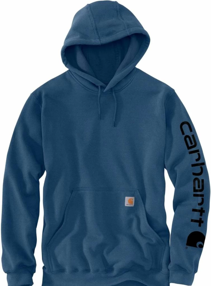 Carhartt Men's Midweight Hooded Sweatshirt with Signature Sleeve Logo - Durable Cotton Blend Pullover for Work & Casual Wear