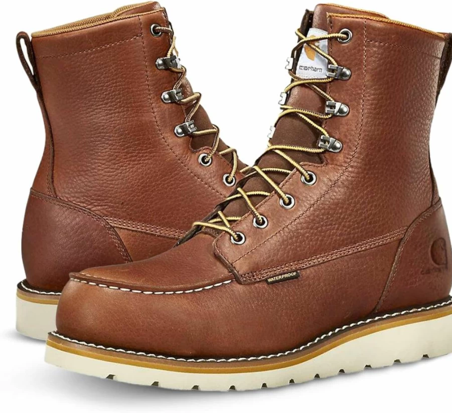 Carhartt Men's 8-Inch Moc Toe Steel Toe Work Boots with Wedge Outsole for Construction