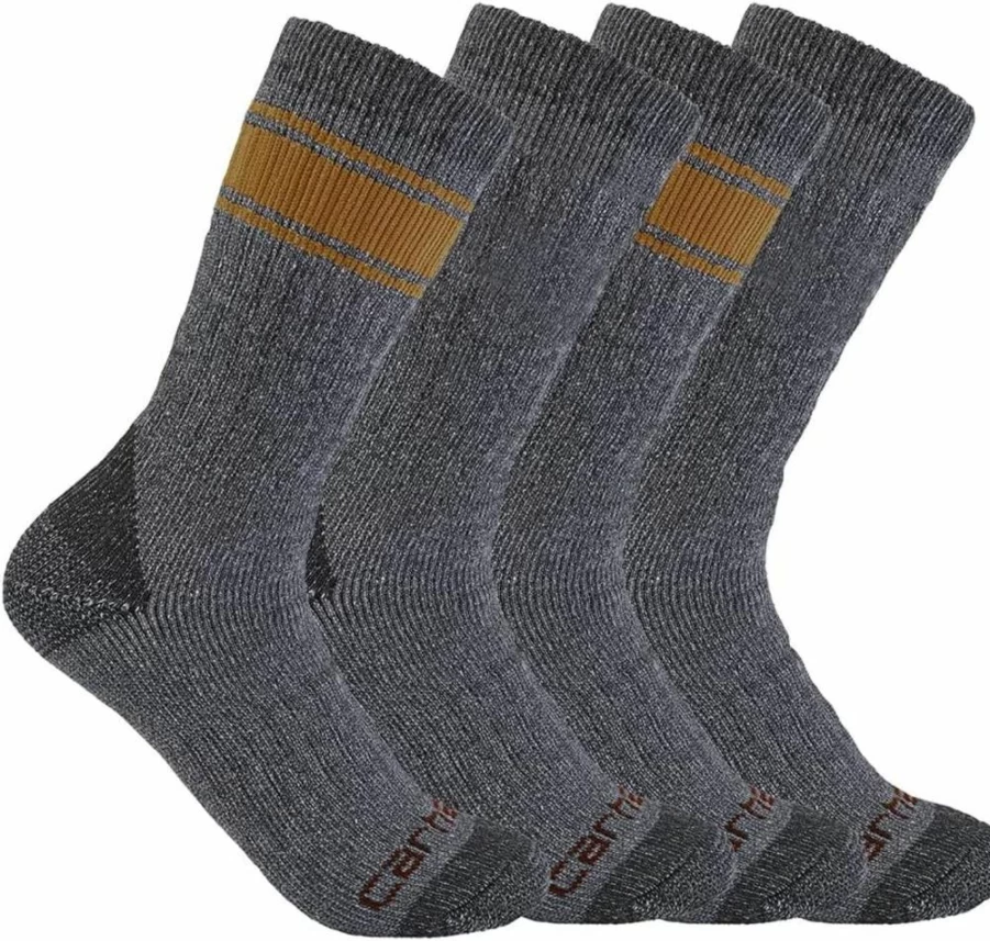 Carhartt Men's Heavyweight Work Crew Socks 4-Pack Durable Comfort for Tough Jobs
