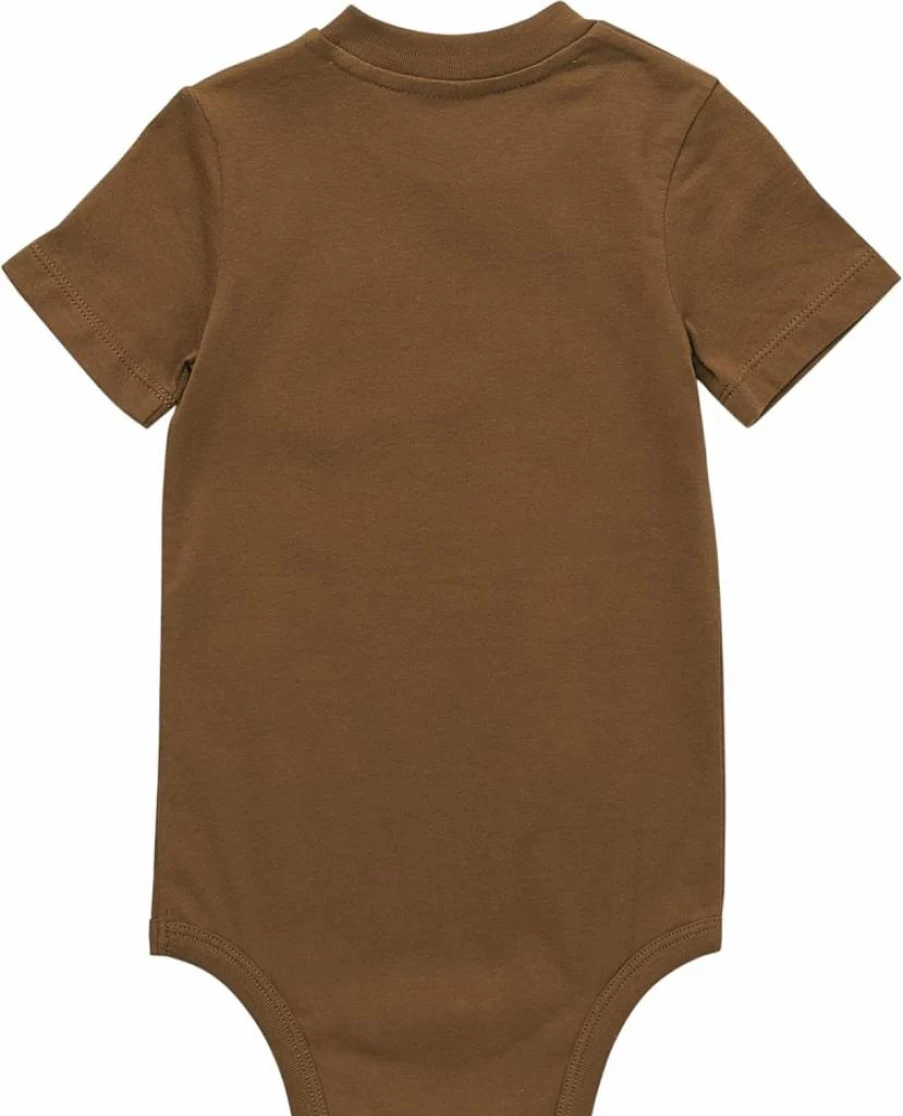 Carhartt Unisex Kids' Short-Sleeve Pocket Bodysuit - CA5009 Baby Romper for Comfort & Durability