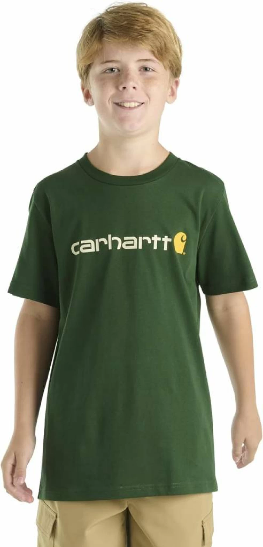 Carhartt Boys' Short-Sleeve Logo T-Shirt - Ca6156 Casual Kids Tee