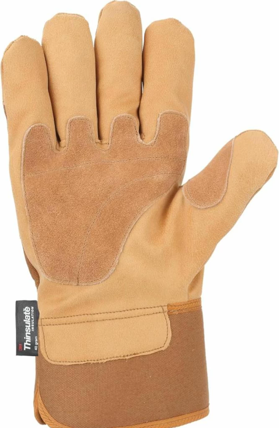 Carhartt Men's Insulated Grain Leather Work Gloves with Safety Cuff - Durable Winter Workwear
