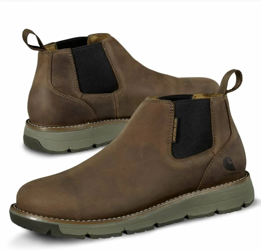Carhartt Men's Millbrook 4-Inch Steel Toe Work Boots - Brown Oil-Tanned Leather, Slip Resistant, Electrical Hazard Safe, FastDry & Waterproof Wedge Boots for Construction