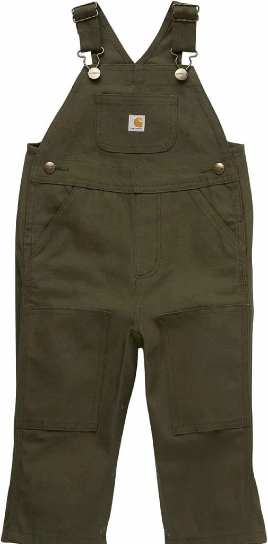 Carhartt Boys Olive Green Loose Fit Canvas Bib Overalls - 9 Months Size Durable Workwear