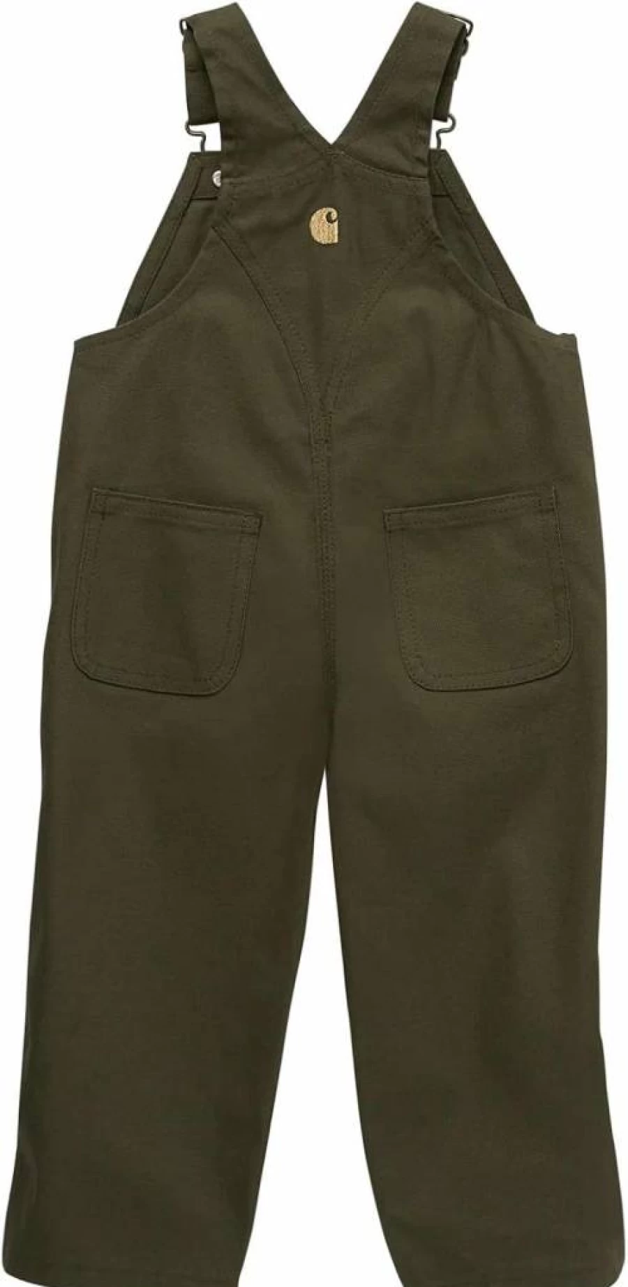 Carhartt Boys Olive Green Loose Fit Canvas Bib Overalls - 9 Months Size Durable Workwear