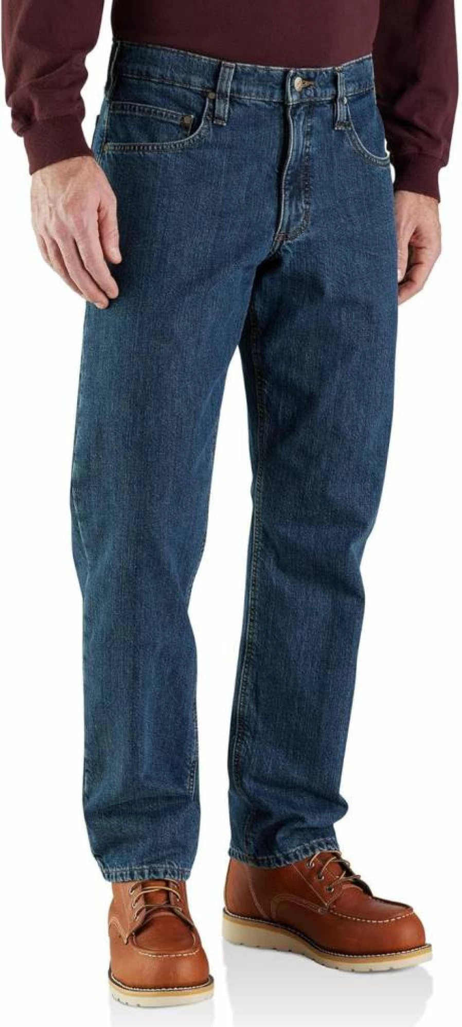Carhartt Men's Relaxed Fit Flannel-Lined Denim Jeans - Durable 5-Pocket Work Pants