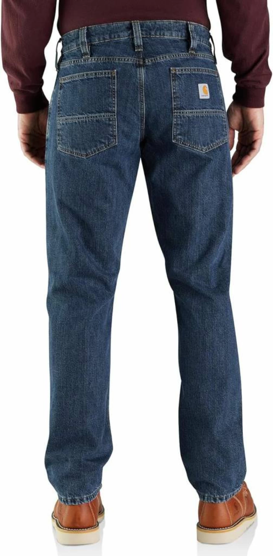 Carhartt Men's Relaxed Fit Flannel-Lined Denim Jeans - Durable 5-Pocket Work Pants