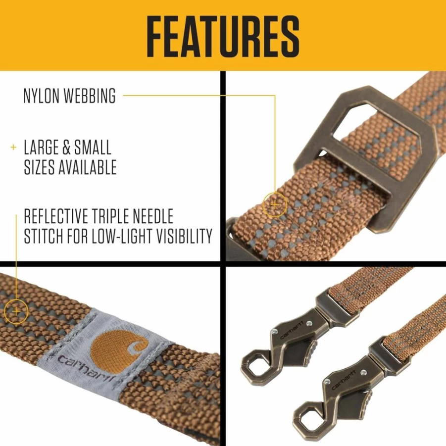 Carhartt Tradesman Leash for Dogs - Large Size - Durable Black Nylon Pet Lead