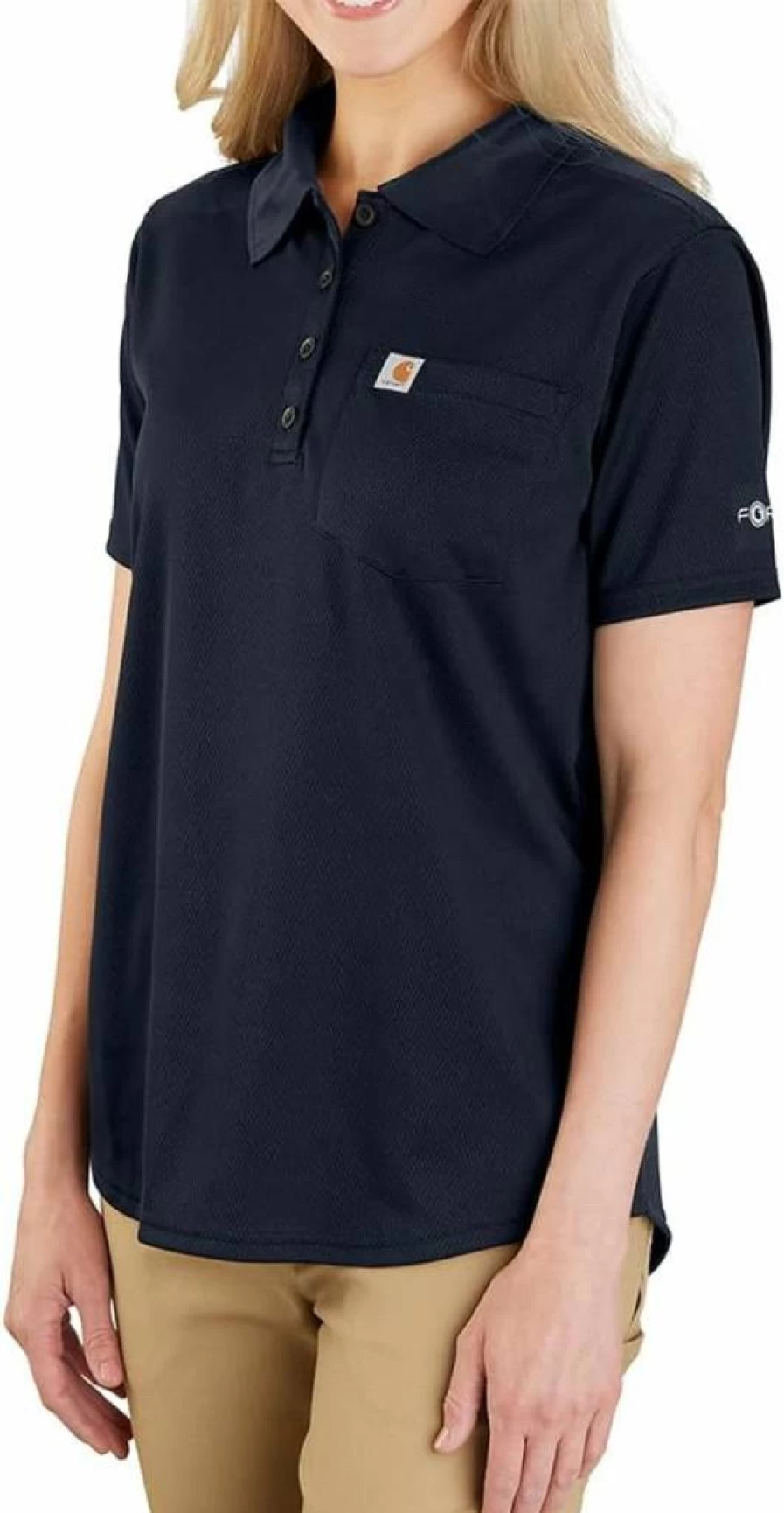 Carhartt Women's Lightweight Short-Sleeve Polo Shirt with Pocket - Relaxed Fit Workwear Top