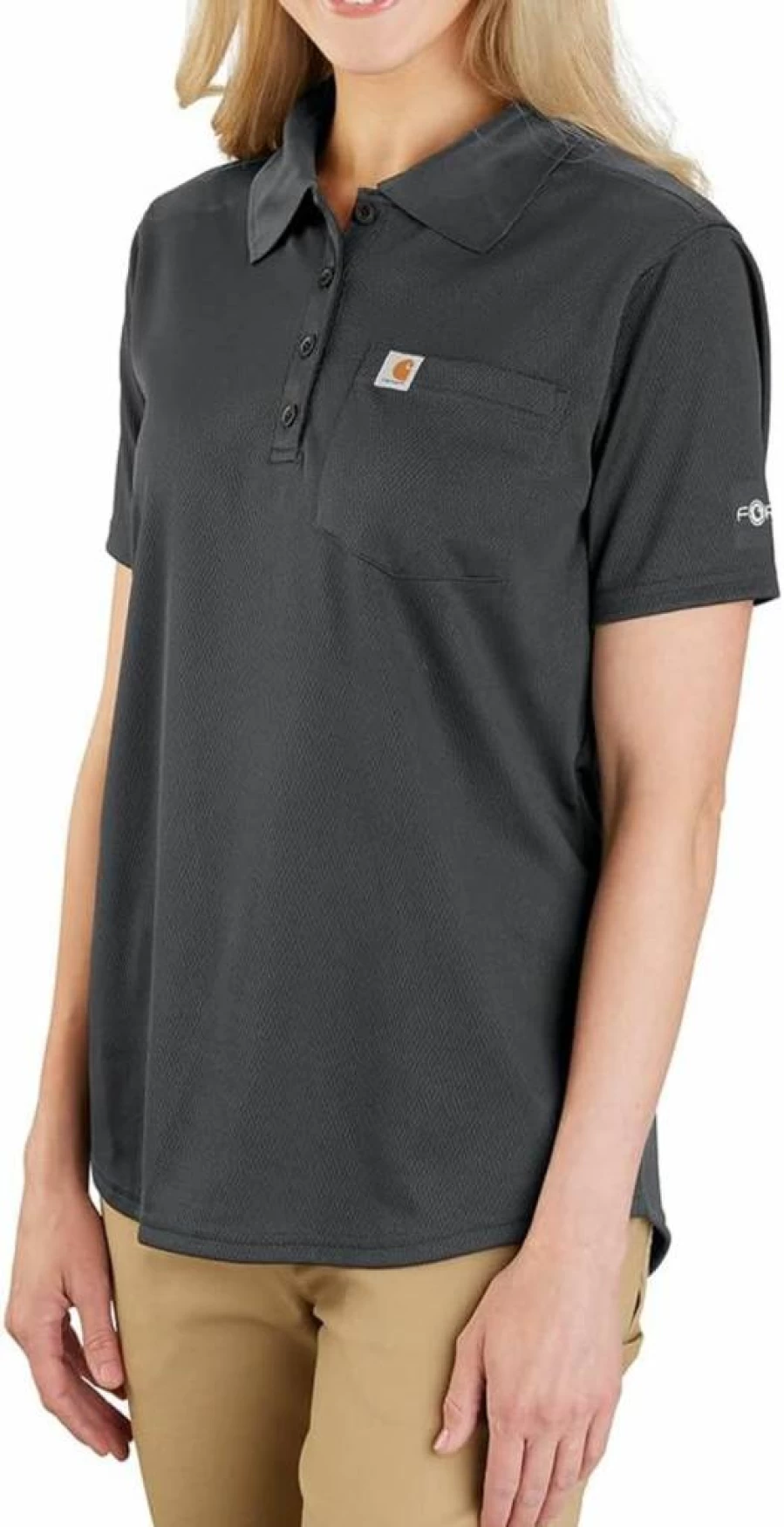 Carhartt Women's Lightweight Short-Sleeve Polo Shirt with Pocket - Relaxed Fit Workwear Top