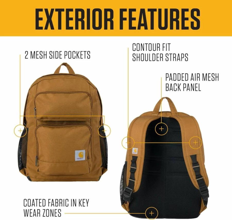 Carhartt 27L Gravel Single-Compartment Backpack - Durable One Size Fits All Work Backpack - B0000532 Gear