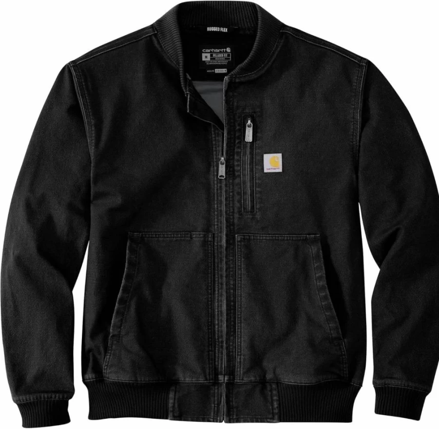Carhartt Men's Rugged Flex Duck Relaxed Fit Bomber Jacket - Durable Workwear Coat for Men