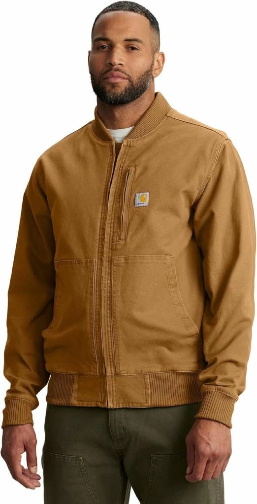 Carhartt Men's Rugged Flex Duck Relaxed Fit Bomber Jacket - Durable Workwear Coat for Men