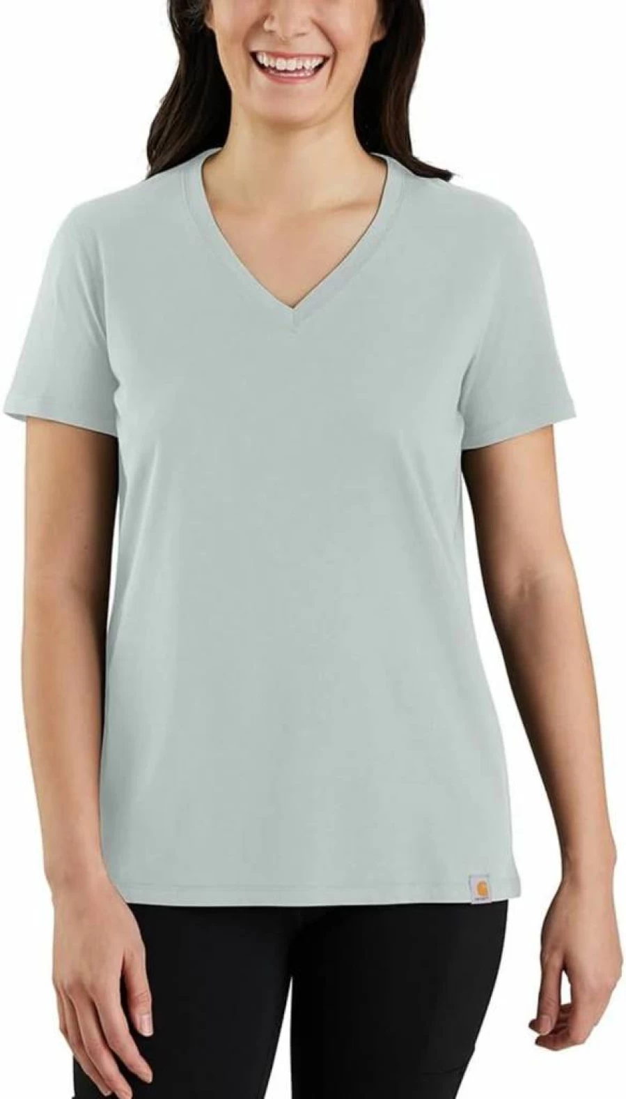 Carhartt Women's Lightweight Relaxed Fit V-Neck T-Shirt - Soft Short Sleeve Casual Top