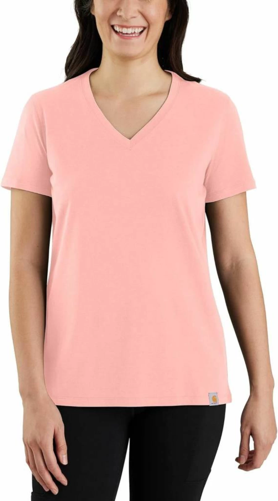 Carhartt Women's Lightweight Relaxed Fit V-Neck T-Shirt - Soft Short Sleeve Casual Top