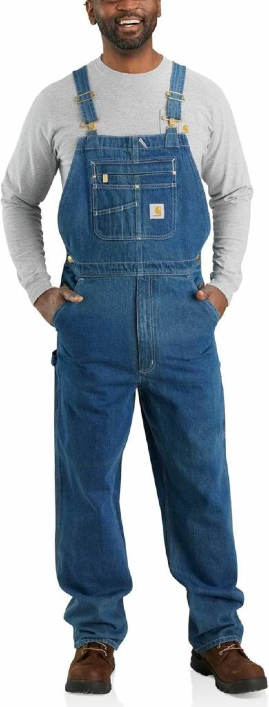 Carhartt Men's Loose Fit Heavy Duty Denim Bib Overalls for Work & Durability