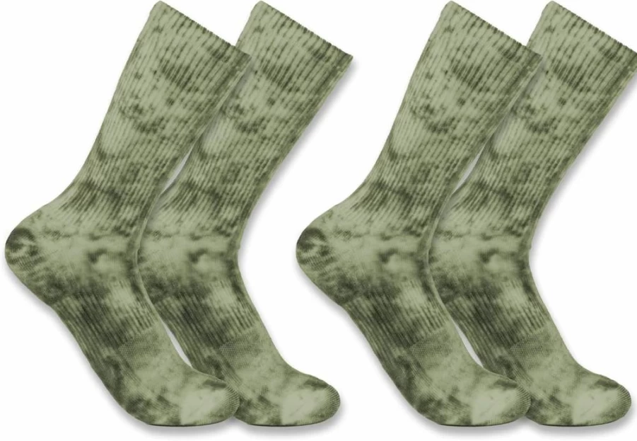 Carhartt Men's Midweight Tie-Dye Crew Socks 2-Pack - Comfortable Work Socks for Men, Durable Cotton Blend, Casual & Outdoor Wear