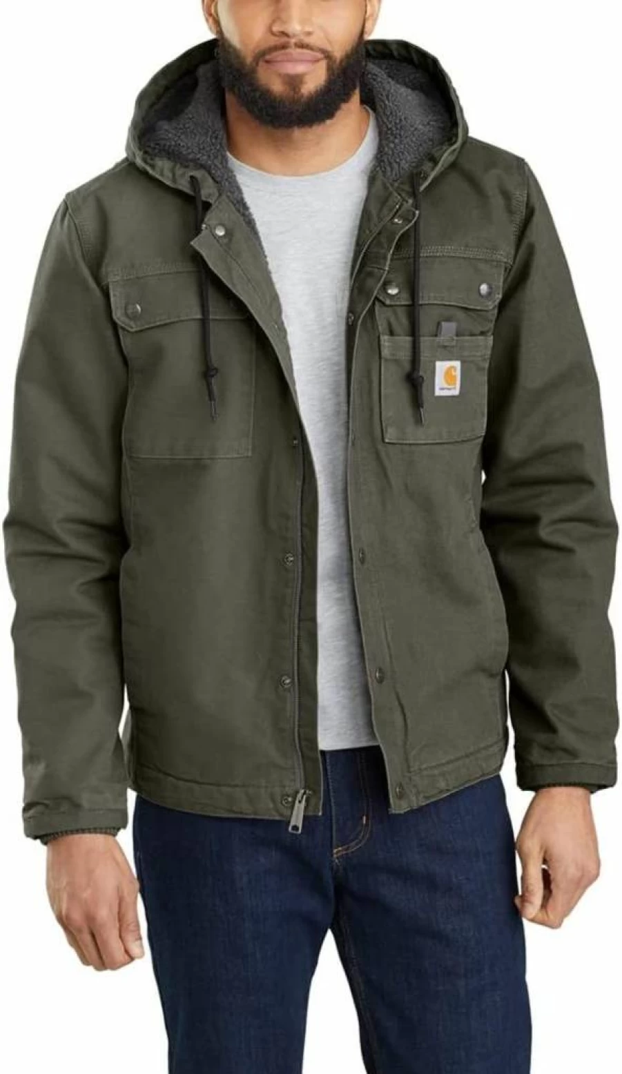 Carhartt Men's Relaxed Fit Washed Duck Sherpa-Lined Utility Work Jacket