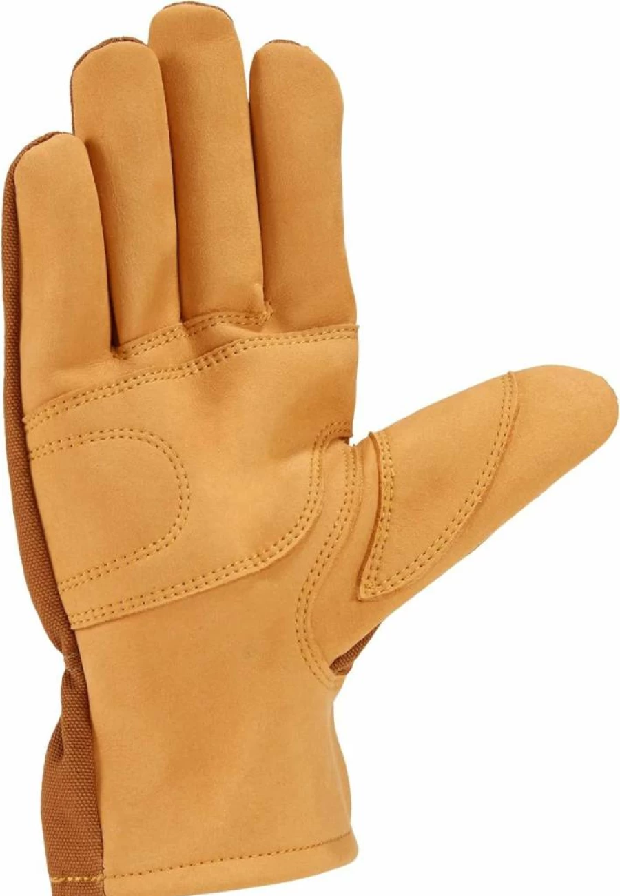 Carhartt Men's Duck Work Gloves with Synthetic Leather Palm and Open Cuff