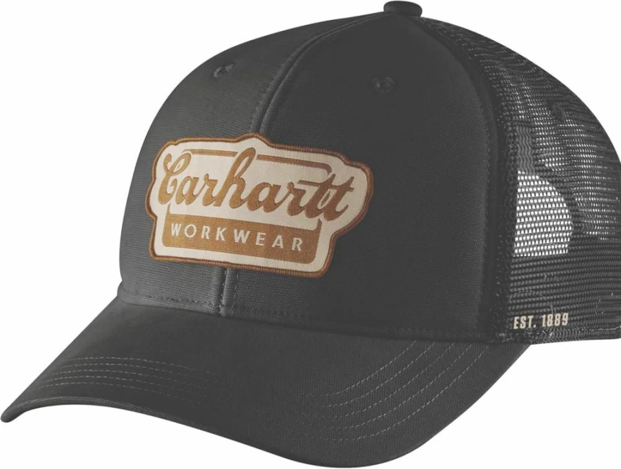 Carhartt Men's Rugged Flex Twill Cap with Mesh Back and Script Patch - Durable Work Hat