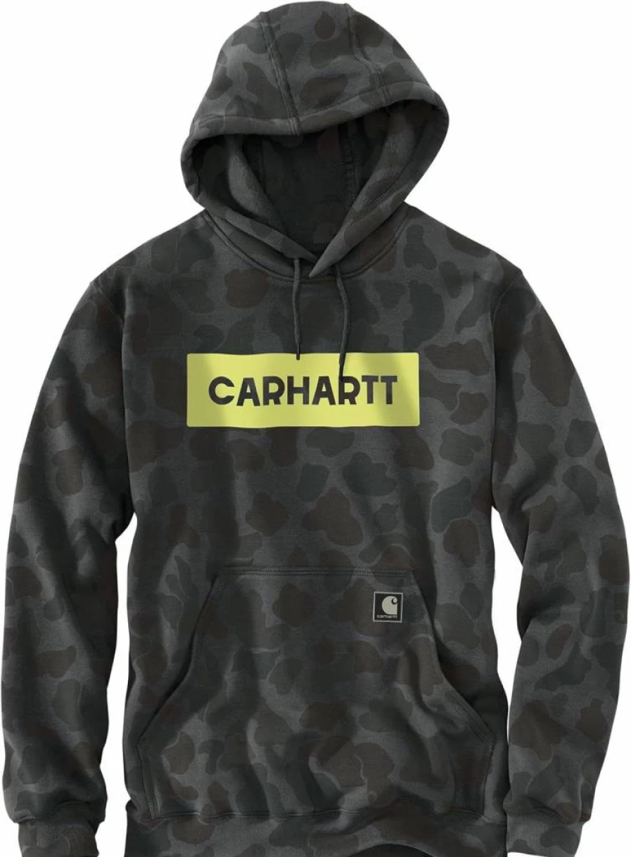 Carhartt Men's Loose Fit Camouflage Graphic Hooded Sweatshirt - Midweight Pullover for Casual Wear