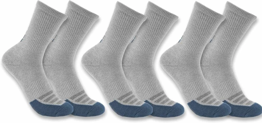 Carhartt Women's Force Midweight Logo Crew Socks 3-Pack - Durable Work Socks for Women
