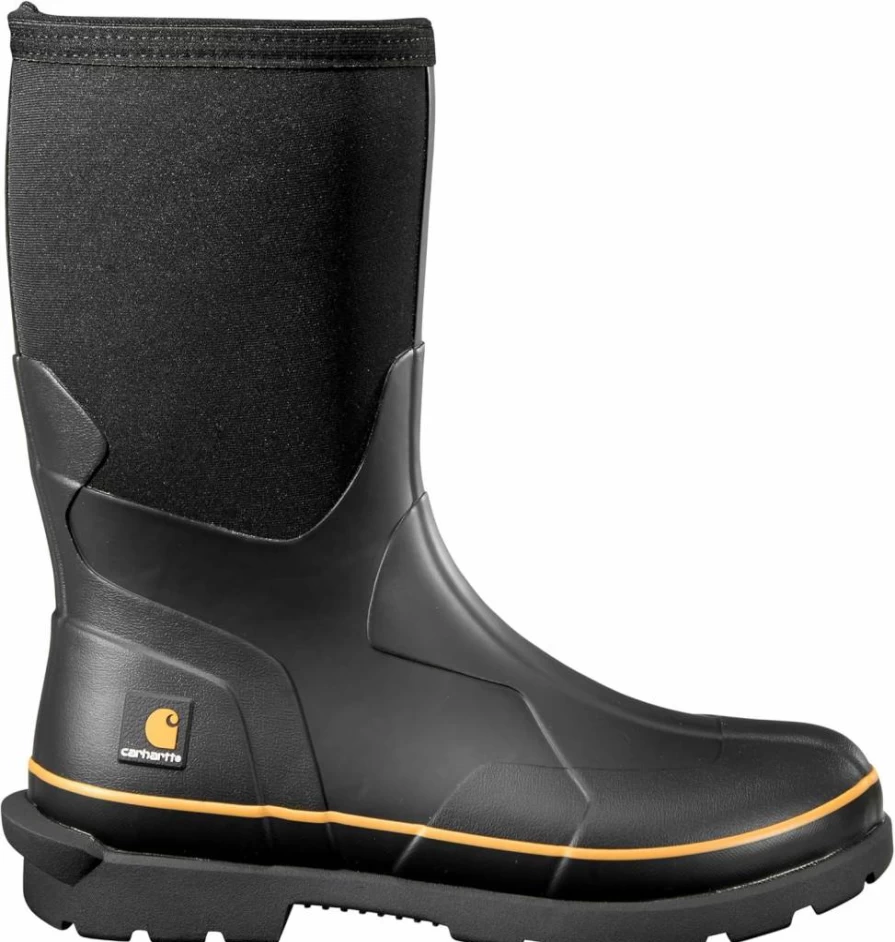 Carhartt Men's 10-Inch Waterproof Rubber Work Boots CMV1121 Pull-On Soft Toe Mid Calf Boots for Durability & Comfort